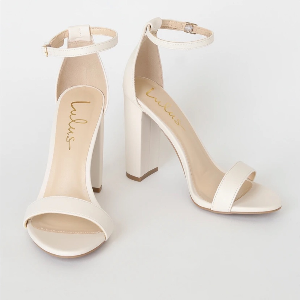 Lulus Taylor Off White Ankle Strap Heels